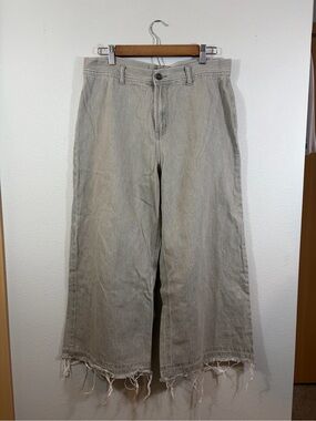Sincerely Jules Wide Leg Frayed Hem Jeans - Faded Gray